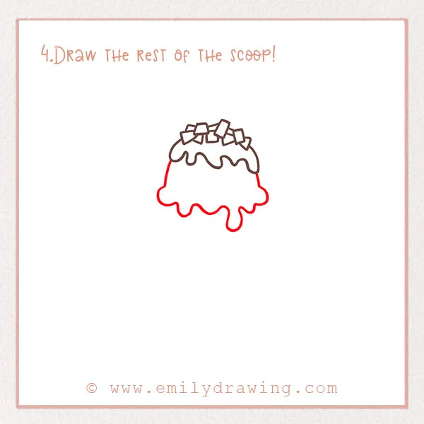 How to Draw an Ice Cream Cone - Step 4 – Draw the rest of the scoop!