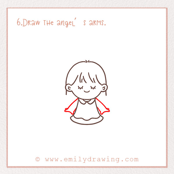 How to Draw an Angel - Step 6 – Draw the angel’s arms.