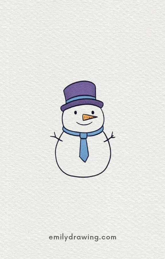 snowman with blue tie - Easy Cute Snowman Drawing Ideas for kids