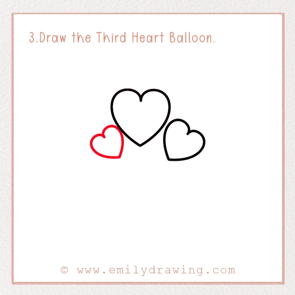 How to Draw Heart Balloons - Step 3 - Draw the Third Heart Balloon