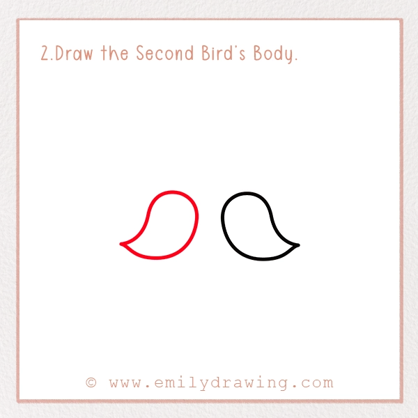 How to Draw Love Birds - Step 2 - Draw the Second Bird’s Body