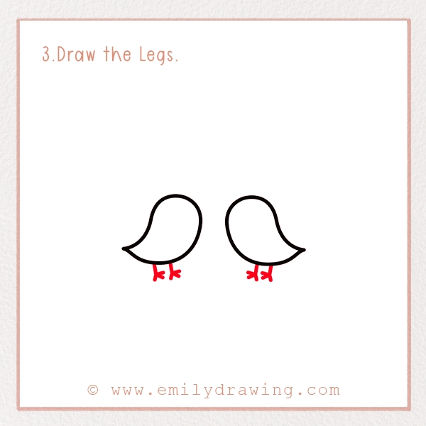 How to Draw Love Birds - Step 3 - Draw the Legs