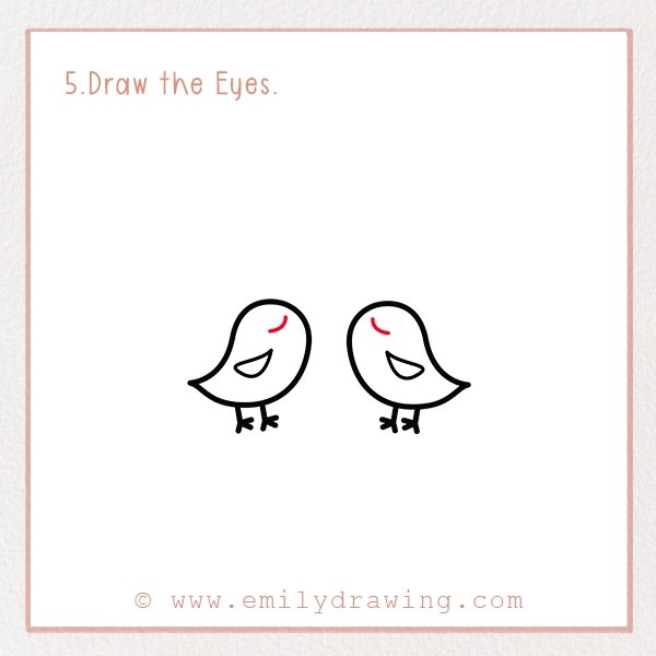 How to Draw Love Birds - Step 5 - Draw the Eyes
