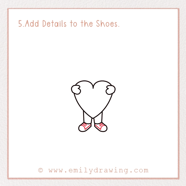 How to Draw Love Boy - Step 5 - Add Details to the Shoes