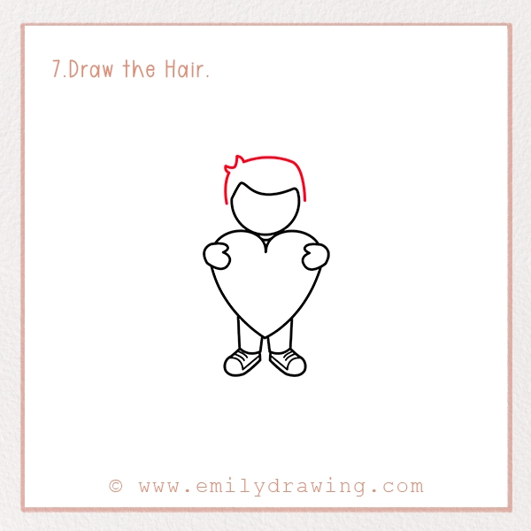How to Draw Love Boy - Step 7 - Draw the Hair