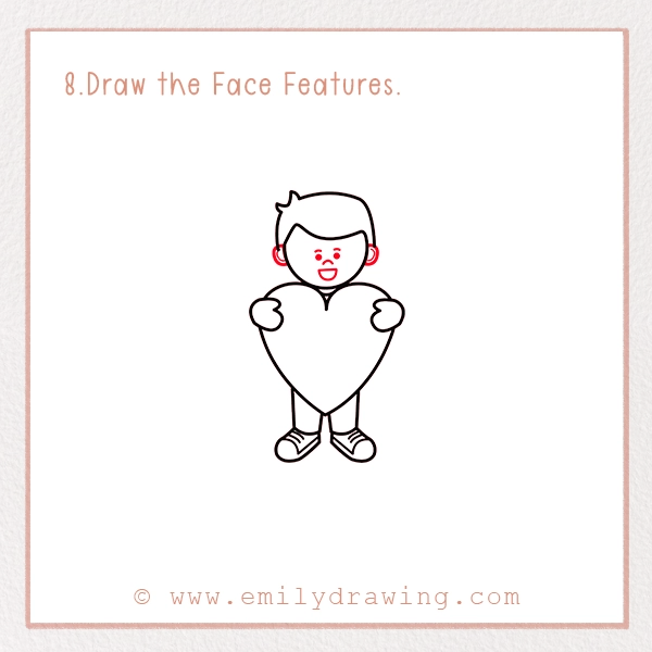 How to Draw Love Boy - Step 8 - Draw the Face Features