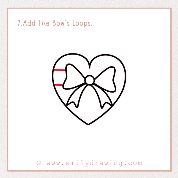 How to Draw a Chocolate Box - Step 7 - Add the Bow’s Loops