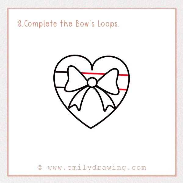 How to Draw a Chocolate Box - Step 8 - Complete the Bow’s Loops