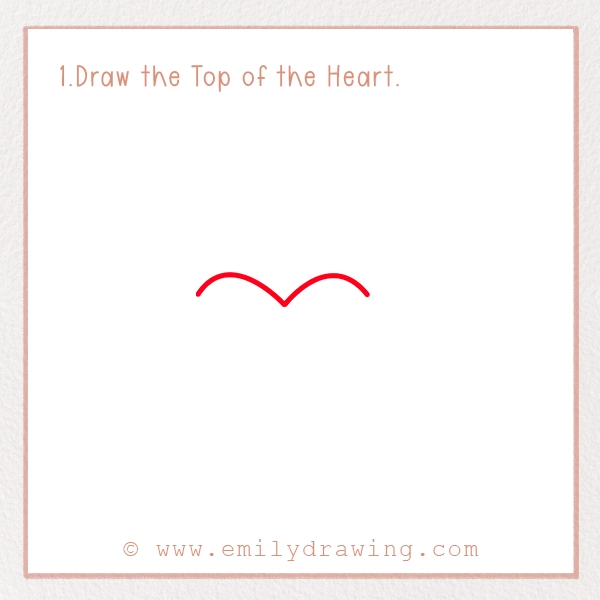 How to Draw a Love Cat - Step 1 - Draw the Top of the Heart