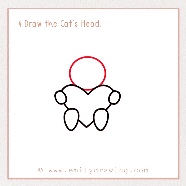 How to Draw a Love Cat - Step 4 - Draw the Cat’s Head