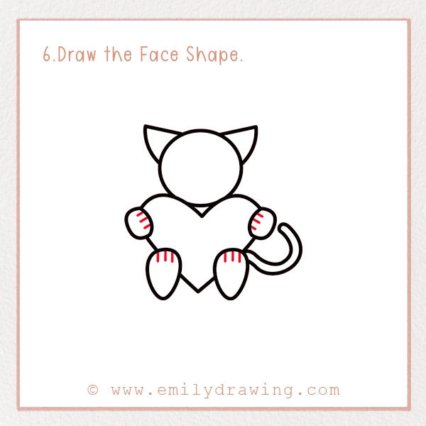 How to Draw a Love Cat - Step 6 - Draw the Face Shape