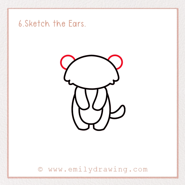 How to Draw a Meerkat - Step 6 - Sketch the Ears