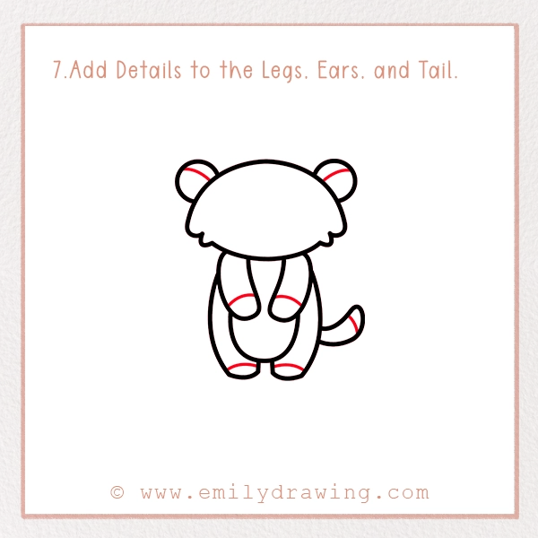 How to Draw a Meerkat - Step 7 - Add Details to the Legs, Ears, and Tail