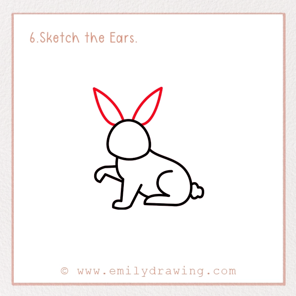 How to Draw a Rabbit - Step 6 - Sketch the Ears