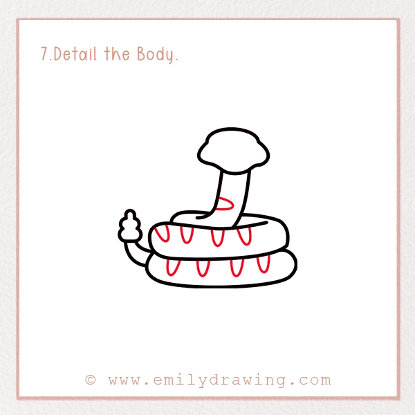 How to Draw a Rattlesnake - Step 7 - Detail the Body