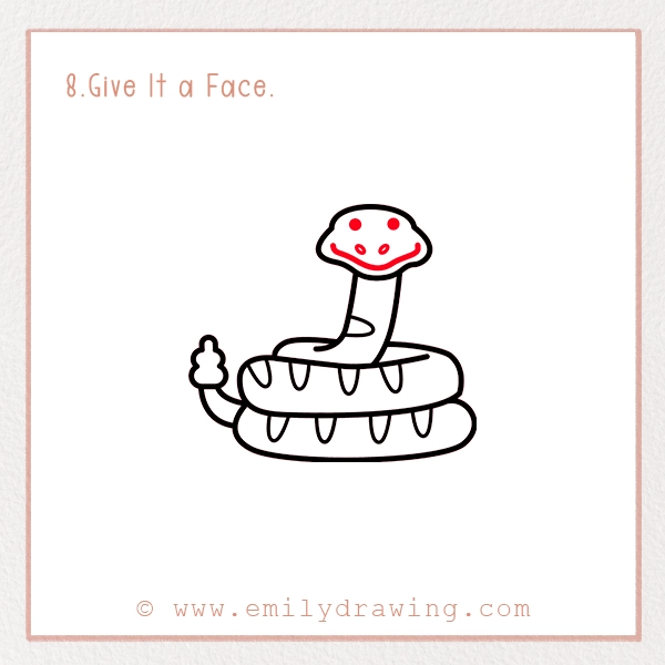 How to Draw a Rattlesnake - Step 8 - Give It a Face!