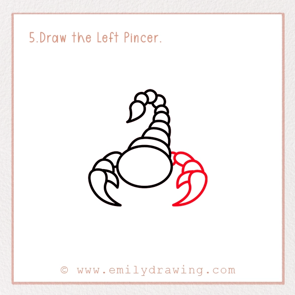 How to Draw a Scorpion - Step 5 - Draw the Left Pincer