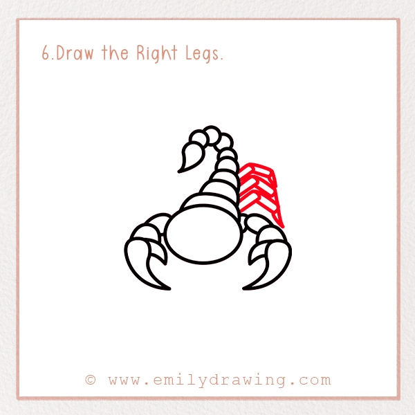 How to Draw a Scorpion - Step 6 - Draw the Right Legs