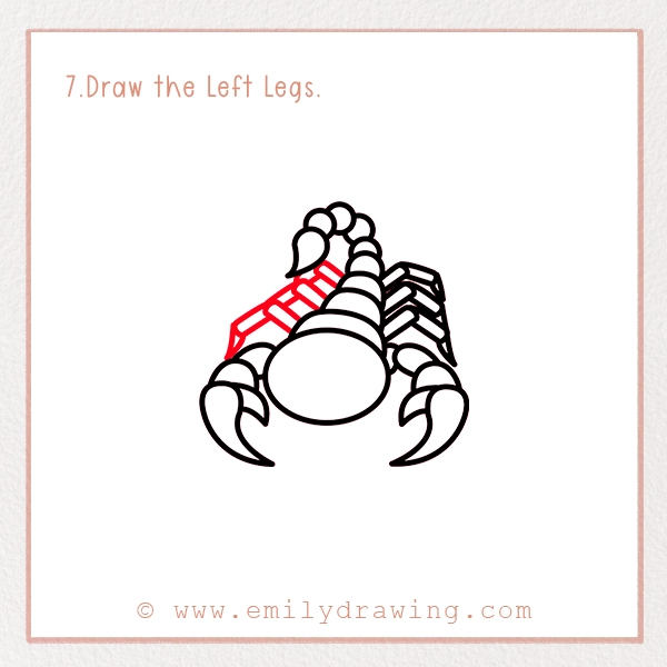 How to Draw a Scorpion - Step 7 - Draw the Left Legs