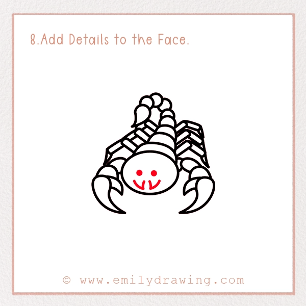 How to Draw a Scorpion - Step 8 - Add Details to the Face