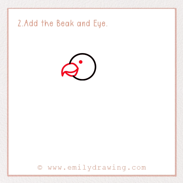 How to Draw a Vulture - Step 2 - Add the Beak and Eye