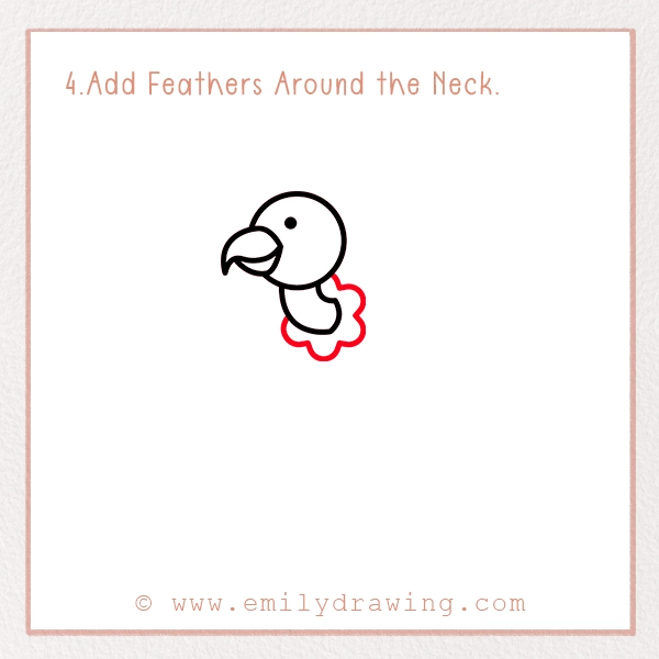 How to Draw a Vulture - Step 4 - Add Feathers Around the Neck