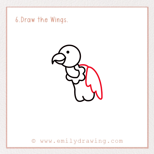 How to Draw a Vulture - Step 6 - Draw the Wings