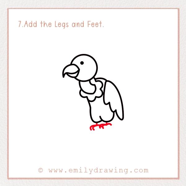 How to Draw a Vulture - Step 7 - Add the Legs and Feet