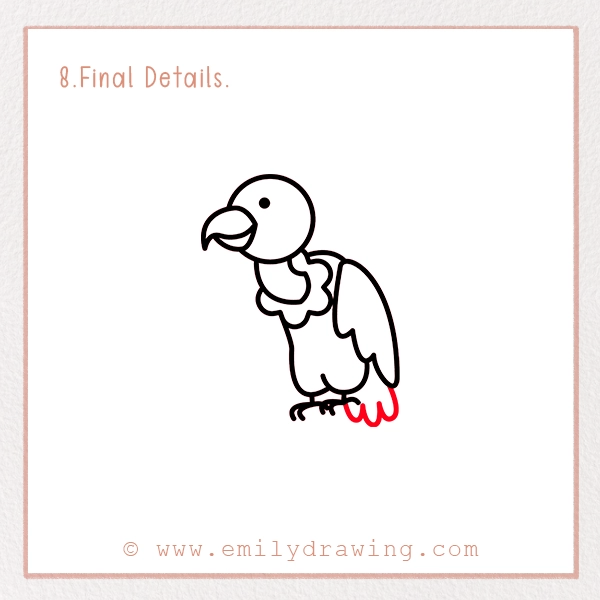 How to Draw a Vulture - Step 8 - Final Details