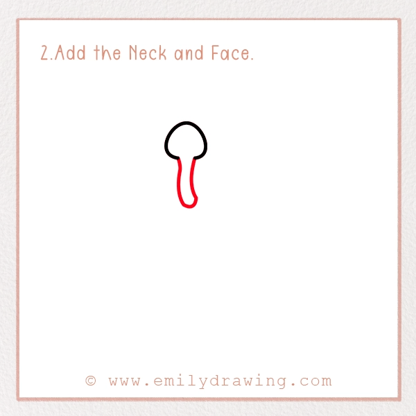 How to Draw an Ostrich - Step 2 - Add the Neck and Face