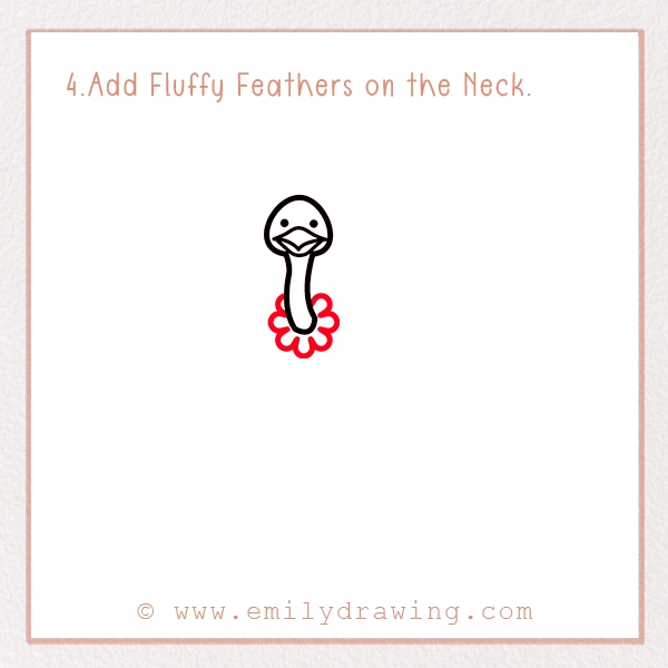 How to Draw an Ostrich - Step 4 - Add Fluffy Feathers on the Neck