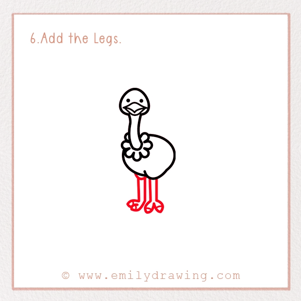 How to Draw an Ostrich - Step 6 - Add the Legs