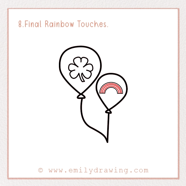 How to Draw St. Patrick’s Day Balloons - Step 8 - Final Rainbow Touches.
