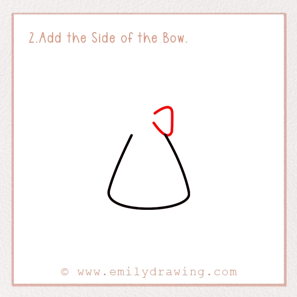How to Draw Valentine Candies - Step 2 - Add the Side of the Bow.