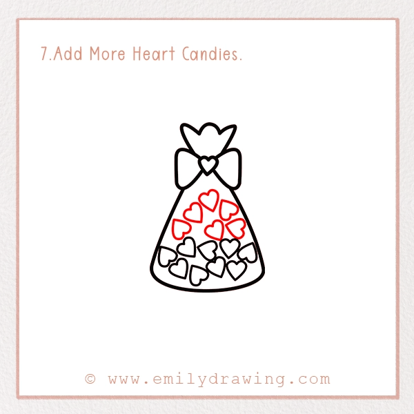 How to Draw Valentine Candies - Step 7 - Add More Heart Candies.