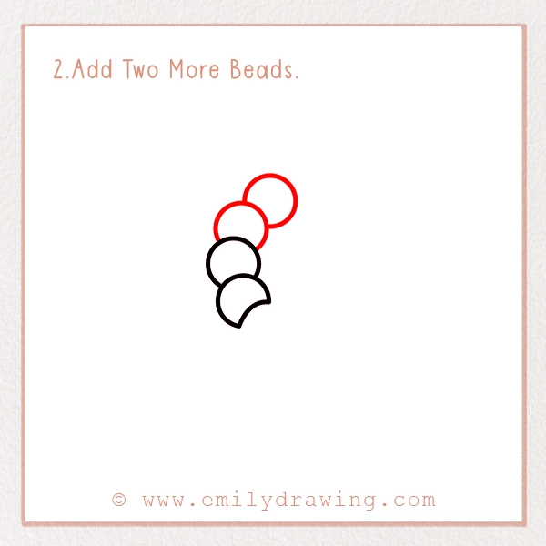 How to Draw Prayer Beads - Step 2 - Add Two More Beads.
