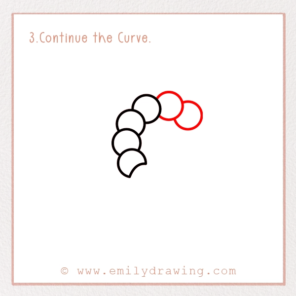 How to Draw Prayer Beads - Step 3 - Continue the Curve.