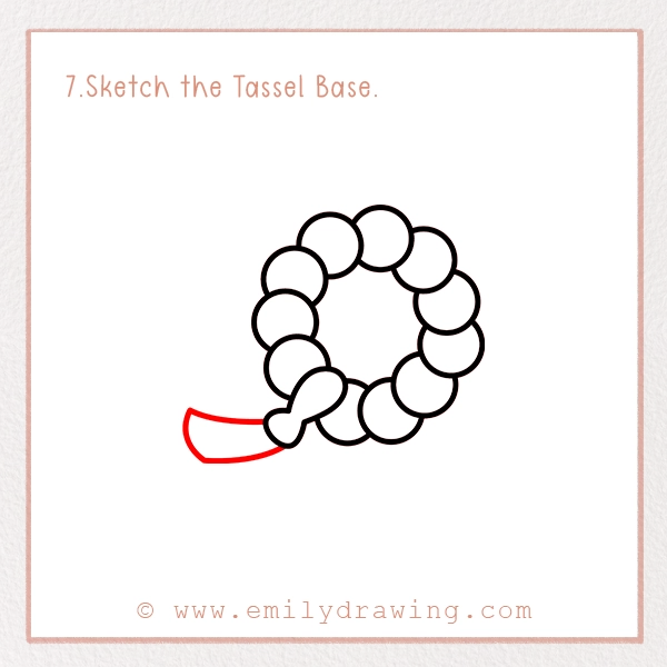 How to Draw Prayer Beads - Step 7 - Sketch the Tassel Base.