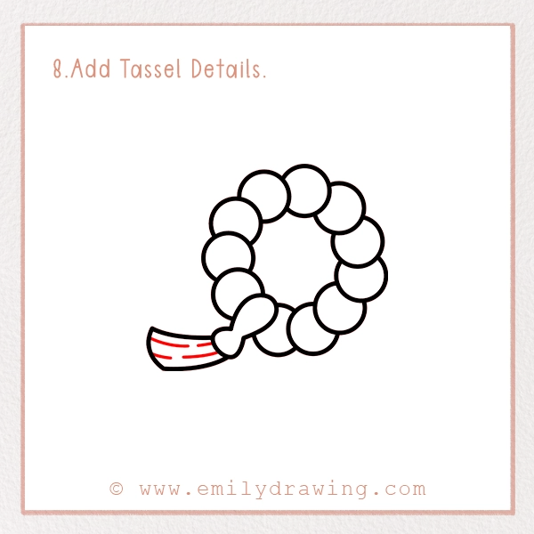 How to Draw Prayer Beads - Step 8 - Add Tassel Details.