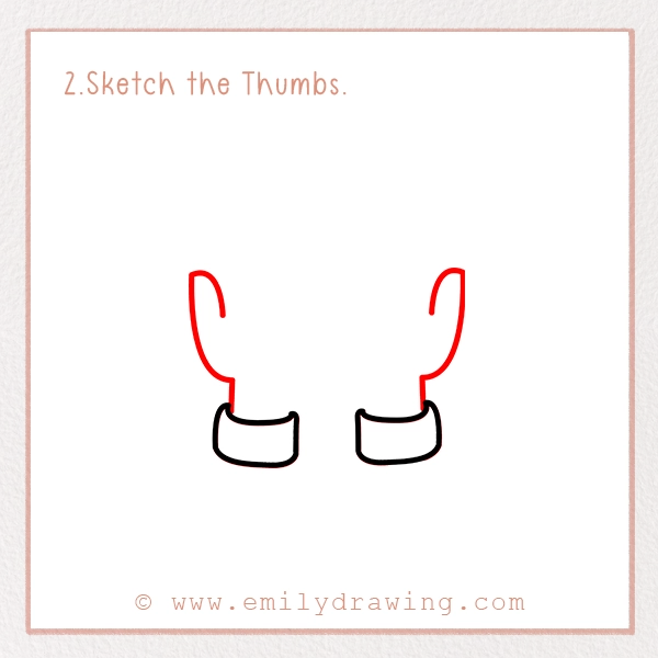 How to Draw Praying Hands - Step 2 - Sketch the Thumbs.