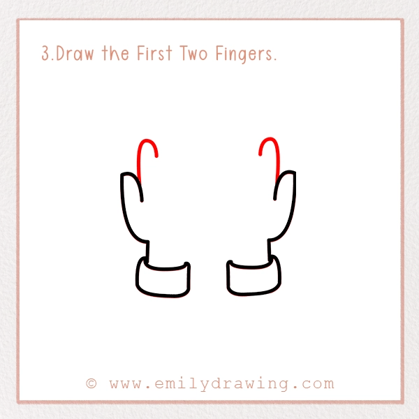 How to Draw Praying Hands - Step 3 - Draw the First Two Fingers.