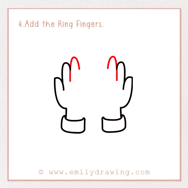 How to Draw Praying Hands - Step 4 - Add the Ring Fingers.