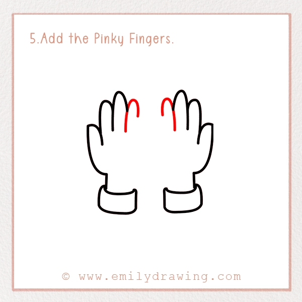 How to Draw Praying Hands - Step 5 - Add the Pinky Fingers.