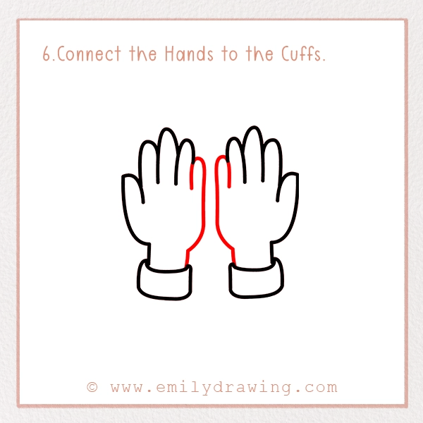 How to Draw Praying Hands - Step 6 - Connect the Hands to the Cuffs.