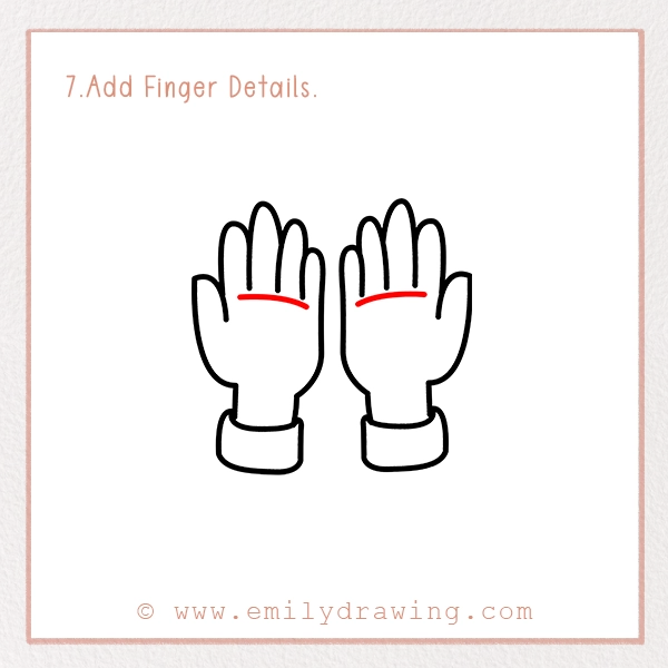 How to Draw Praying Hands - Step 7 - Add Finger Details.