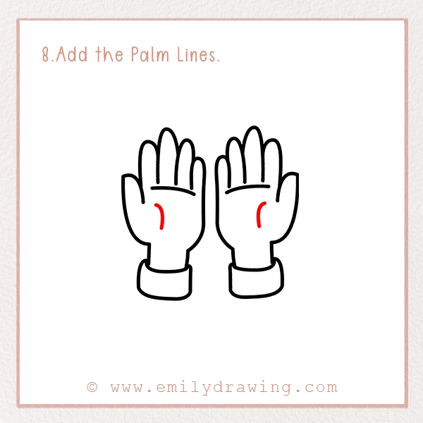 How to Draw Praying Hands - Step 8 - Add the Palm Lines.