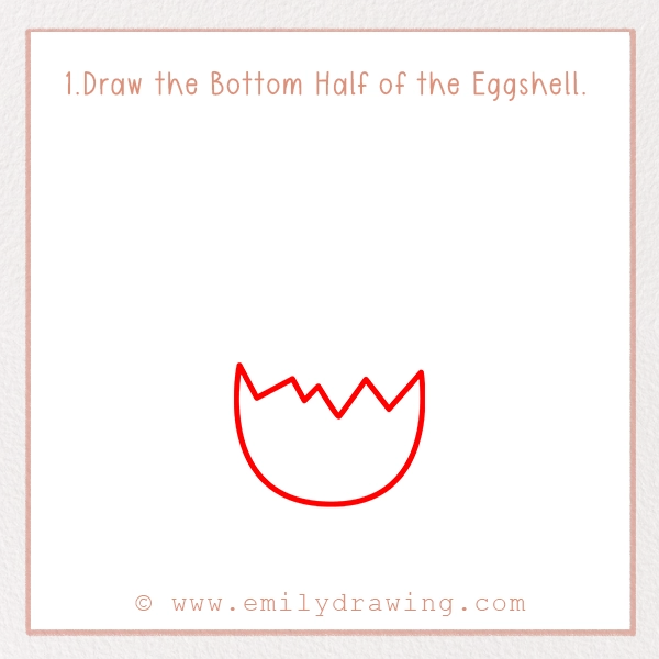 How to Draw a Bunny Hatch - Step 1 - Draw the Bottom Half of the Eggshell.