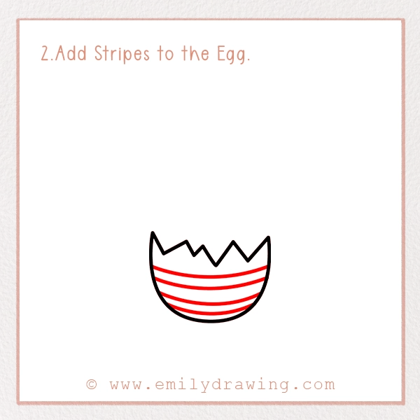 How to Draw a Bunny Hatch - Step 2 - Add Stripes to the Egg.
