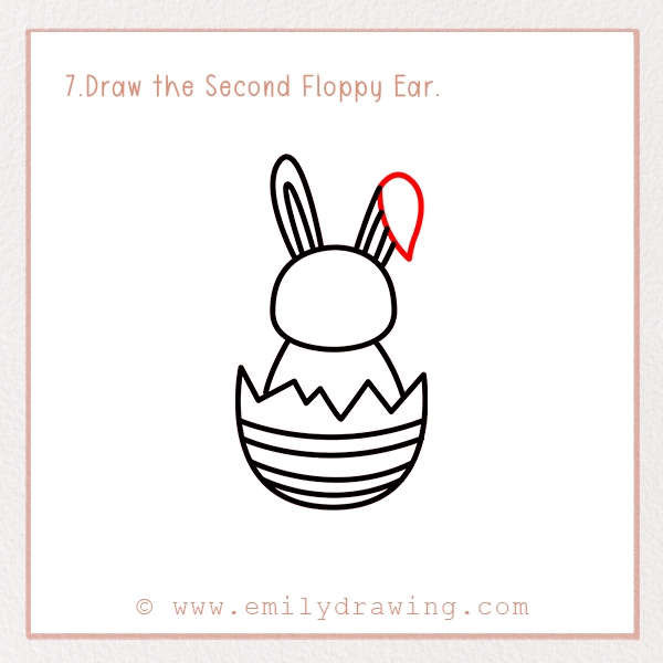 How to Draw a Bunny Hatch - Step 7 - Draw the Second Floppy Ear.