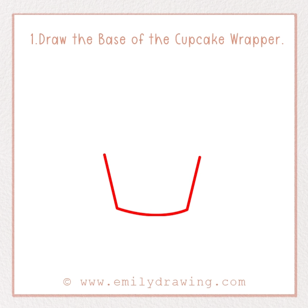 How to Draw a Clover Cupcake - Step 1 - Draw the Base of the Cupcake Wrapper.